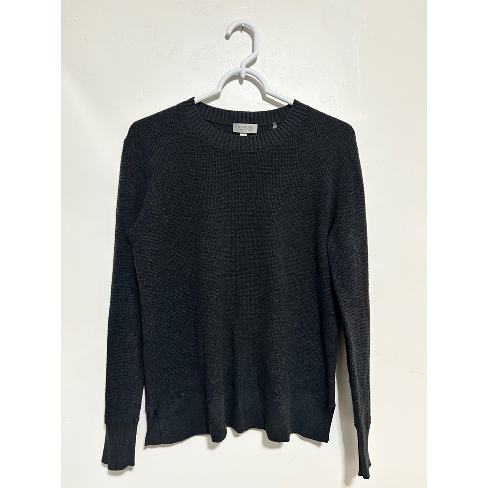 Kinross Cashmere Men's Charcoal Gray Crew Neck Long Sleeve Sweater S/P